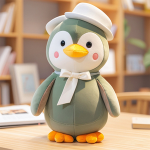 9 inch chim cánh cụt màu hồng thú nhồi bông đồ chơi mềm mại đầy màu sắc âm nhạc Đồ chơi tắm squeak cap trẻ em trẻ-Kích thước nhỏ nhảy múa hát - Product Image 1