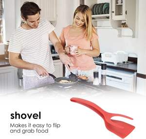 Espátula de agarre y tapa 2 en 1 de alta calidad, pinzas para huevos, tortitas, tostadas, tortilla, espátula de huevo de nailon volcada, espátula para panqueques - Product Image 3