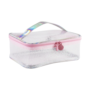 custom Holographic PU Cosmetic Case With Alligator Pattern Zipper Closure Soft Handle Medium Size Lovely Style <b>Makeup</b> <b>Storage</b> - Product Image 2