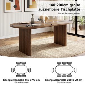 Table à manger ovale en bois SENYU au design moderne avec pieds cannelés, style mid-century, pour la salle à manger à domicile - Product Image 5