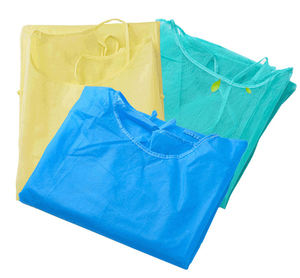 Gaun isolasi kelas I dewasa sekali pakai pakaian pelindung medis PP non-tenun lengan panjang manset elastis 95% penyaringan <span class=keywords><strong>CE</strong></span> - Product Image 4