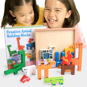 Brinquedo educativo Hoye Artesanato Blocos de madeira Brinquedo Inteligência Criativo Blocos de animais para crianças Brinquedo de empilhamento de madeira quebra-cabeça - Product Image 2