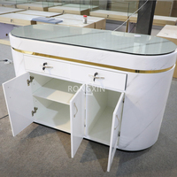 Mini magasin de détail moderne, bureau de réception/de magasin optique en marbre et bois, décoration personnalisé de Table de comptoir d'argent