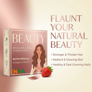 Tiras de Vitaminas Orales Completamente Disolubles OEM para un Cabello Más Fuerte y Grueso, una Piel Radiante y Brillante con Biotina 5000mcg, Colágeno y Queratina - Product Image 4