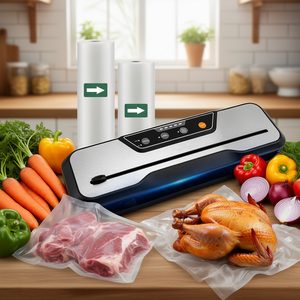 Machine à sceller sous vide les aliments avec indicateur LED, modes sec et humide pour la conservation des aliments, 2 rouleaux inclus - Product Image 2