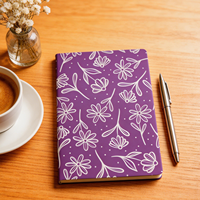 Carnet A5 brodé floral avec couverture en carton blanc transparent