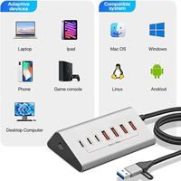 SYONG Hub USB-C 8-en-1 - 10 Gbps USB 3.2 Gen 2, 4*USB-A, 2*USB-C, Lecteur de Cartes SD/TF, Adaptateur USB-C/USB-A Haute Vitesse, Boîtier en Aluminium