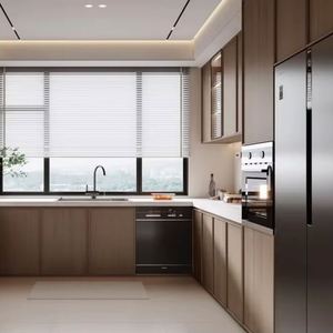 Diseños de Gabinetes de Cocina Modernos Personalizados con Acabado en Melamina con Aspecto de Madera y Pintura Abierta - Product Image 1