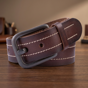 Cinturón de Cuero Vacuno Genuino de Primera Calidad con Hebilla de Acero para Hombre, Personalizable en Ancho y Largo, Hecho en Uttar Pradesh - Product Image 1