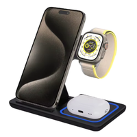 Chargeur sans fil magnétique portable tendance, lampe de nuit pliable, logo personnalisé, chargeur 3-en-1, lampe intégrée multifonction