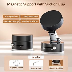 Foldable Double Sided Suction Cup Phone Holder Magnetic Vacuum Suction for <b>Desk</b> Use Portable ABS Material Smooth Textured - Product Image 5