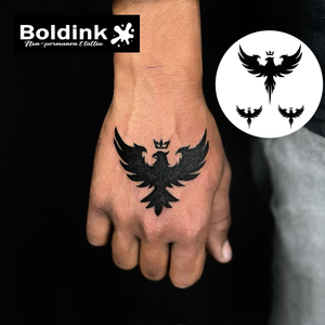 Tatuaje Temporal de Tinta Jagua de Larga Duración (2 Semanas), Resistente al Agua, con Diseño Realista de Águila con Corona, Símbolo de Poder, Personalizado por Boldink - Product Image 4