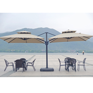 Muebles de aluminio, gran voladizo derecho, parasol de jardín inclinable para exteriores, sombrilla de repuesto para <span class=keywords><strong>Patio</strong></span> con Panel Solar Led - Product Image 3