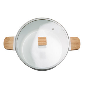 E-TOP Factory, marmite en céramique blanche de haute qualité, antiadhésive, avec couvercle, grande marmite de cuisine, <span class=keywords><strong>pot</strong></span> à ragoût avec couvercle en verre - Product Image 4