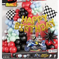 Arche de ballons en latex pour fête d'anniversaire, ballon en feuille d'aluminium joyeux anniversaire, ensemble de ballons, décoration de ballons de modèle de voiture pour fête d'anniversaire