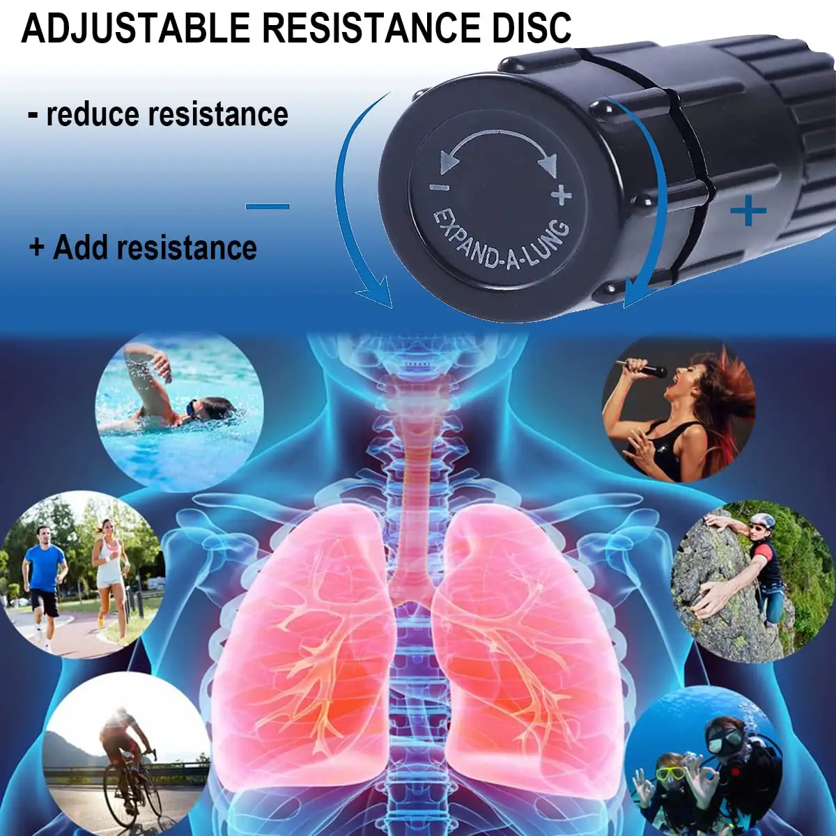 Instrutor muscular respiratório ABS Instrutor de capacidade pulmonar Dispositivo de exercício respiratório de resistência ajustável Instrutor de respiração