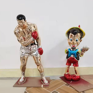 Nuevas llegadas fibra de vidrio <span class=keywords><strong>Ali</strong></span> estatuilla escultura persona famosa galvanoplastia resina tamaño real Boxer estatua Boxer hombre escultura - Product Image 2