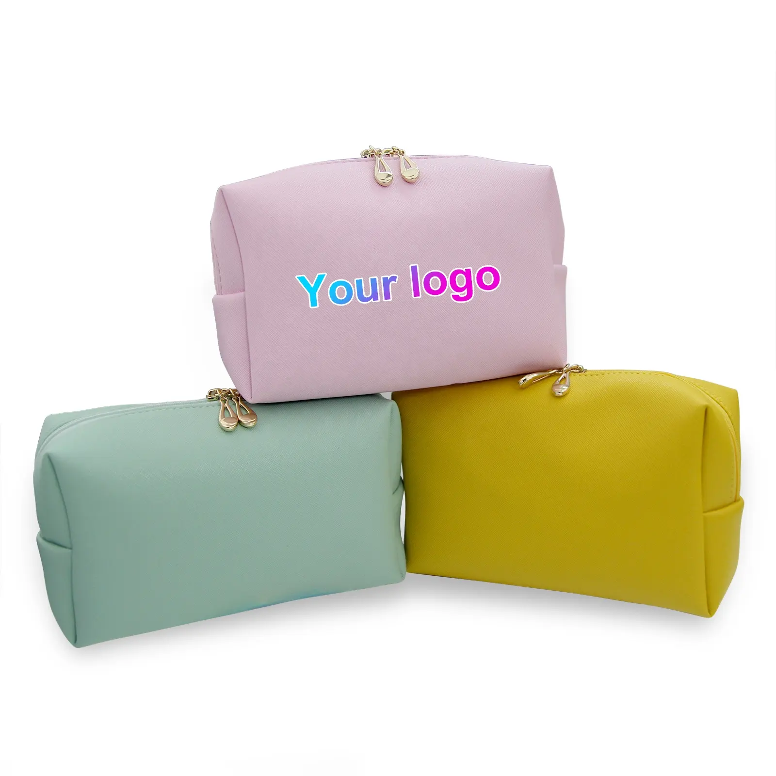 50 pcs 사용자 정의 로고 화장품 가방 개인 상표 2020 작은 핑크 메이크업 가방 메이크업 브러쉬 립글로스
