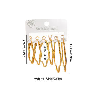 Pendientes Grandes de Acero Inoxidable con Baño de Oro de 18K, Diseño de Estrella de Cinco Puntas, Corazón y Redondos, Exagerados, No se Descoloran, Venta al por Mayor - Product Image 5