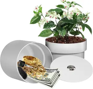 Iron Flower Pot Hidden Safes Lock Box Surprise Secret Hideaway Plant Stash Hide Money