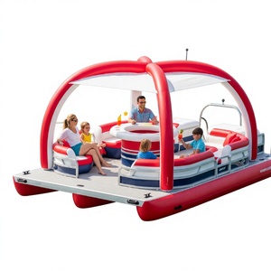 Large Outdoor PVC <b>Inflatable</b> Floating Island 5.8x4.8x3m for 5-20 People Trampoline Vacations Home School & Party Adventures - Product Image 1