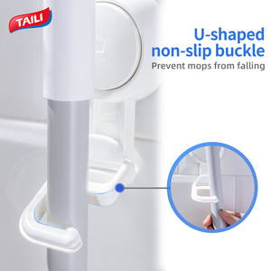 TAILI plastic wall mounted mop holder handle removable mop and bromm holder for bathroom