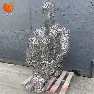 Escultura de Figura Hueca de Acero Inoxidable Grande Personalizada para Exteriores, con Técnica de Pulido, para Adornos de Jardín Urbano y Paisajismo - Product Image 3