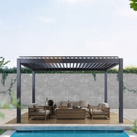 Pavillon Bioclimatique en Aluminium à Lames Orientables pour Balcon, Abri de Jardin Extérieur Imperméable en Métal avec Panneaux à Lames, Idéal pour l'extérieur