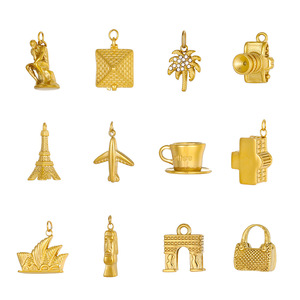 Retro phụ kiện sáng tạo thời trang đơn giản 3D thiết kế cây cọ máy ảnh Túi La Tour du lịch Eiffel tháp Arc de Triomphe Mặt dây chuyền quyến rũ - Product Image 2