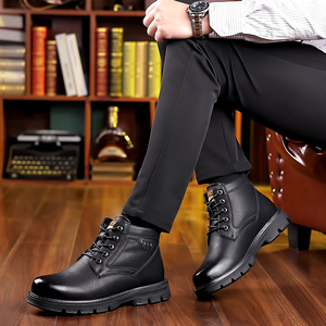 <b>Men</b> Winter Warm Fleece Lined High Top Leather Snow <b>Boots</b> Anti Slip <b>Work</b> <b>Boot</b> Martin Style - Product Image 4