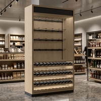Étagère à vin en bois de luxe moderne avec éclairage LED, vitrine pour bouteilles d'alcool de supermarché, étagères de rangement