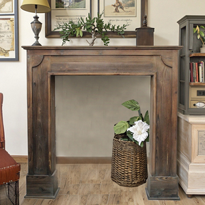 Mộc Mạc Phong Cách Châu Âu freestanding lò sưởi mantel cổ điển đau khổ gỗ trong nhà phòng khách trang trí mantel Surround - Product Image 4