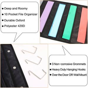 Wall Mount Storage Charts with 6 Over Door/20 Pockets Premium Hanging <b>File</b> <b>Folder</b> Organizer/2 Packs Wall Hanger for Magazines - Product Image 6