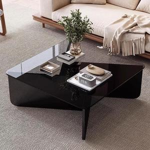 Petite table <span class=keywords><strong>console</strong></span> carrée en verre gris au design <span class=keywords><strong>moderne</strong></span> pour la famille, l'hôtel, l'appartement, le salon, la table basse - Product Image 2