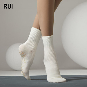RUIQUWIN Hot Selling Women's Simple Non-slip Mid Tube Yoga <b>Socks</b> Breathable Durable Pilates Spring Cotton Indoor Fitness Workout - Product Image 1