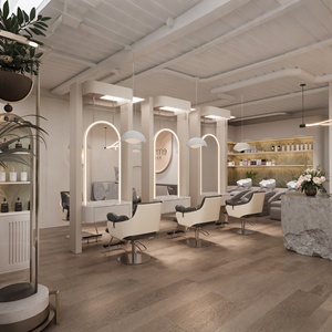 Modern Design Full Store Customization <b>LED</b> <b>Lighting</b> Eco-Friendly Hair Salon Chair One-Stop Furniture & Decoration Solution - Product Image 5