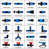 Raccord de tuyau d'irrigation agricole en plastique bleu de 16 mm, 12 mm, 17 mm, à barbillon pour la connexion des bandes goutte-à-goutte