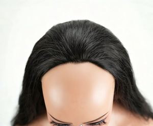 Demi-perruque en cheveux humains, ondulée, noir naturel, avec cordon de serrage, ligne de cheveux invisible, sans colle, prête à porter - Product Image 6