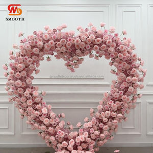 Arche en forme de cœur en soie artificielle lisse pour mariage avec toile de fond, taille 1,8-2,4 m, couleurs personnalisables - Product Image 2