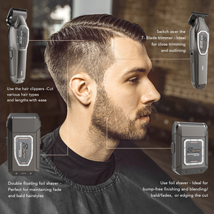 Tondeuse à <span class=keywords><strong>barbe</strong></span> électrique sans fil professionnelle rechargeable, <span class=keywords><strong>kit</strong></span> de coupe de cheveux, rasoir à grille, pour usage domestique et extérieur - Product Image 6
