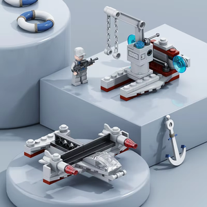 Tùy chỉnh ABS PC xây dựng khối thiết lập DIY <span class=keywords><strong>3D</strong></span> tàu sân bay Tàu chiến mô hình đồ chơi giáo dục cho 5-7 có tính năng động vật cảnh quan - Product Image 4