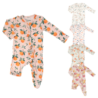 Grenouillère biologique à volants pour bébé avec fermeture éclair grenouillère durable en bambou pour bébé combinaison de nuit à impression personnalisée écologique vêtements pour enfants bébé