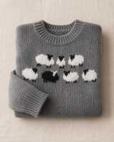 Pull en tricot à motifs pour femmes OEM ODM, style américain et européen, pull gris à imprimé mouton, col rond, pull d'automne et d'hiver