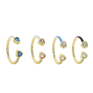 Moda placcato oro Fine gioielli regalo donna 5A Cubic Zirconia doppio cuore regolare le dimensioni anello a <span class=keywords><strong>fascia</strong></span> smaltato - Product Image 5