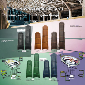 Correa de reloj de cuero azul de alta gama con costuras, compatible con RLX R-11-6519, estilo Alligator - Product Image 2