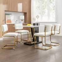 Chaises de salle à manger modernes de luxe, style nordique, blanches, capitonnées, avec pieds dorés, en tissu bouclé Sherpa, style Cesca, pour table de salle à manger