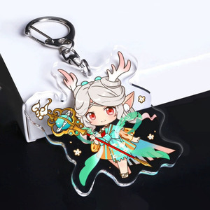 Pendentif clé en forme d'étoile de dessin animé personnalisé Ornement créatif en alliage transparent avec impression UV Style mignon - Product Image 4