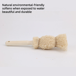 Cepillo de lufa natural para tazas y botellas con mango largo de madera, cepillos de limpieza para teteras - Product Image 5