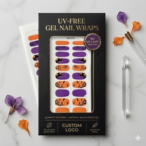 Strisce di Gel per Unghie Pre-Curate, Anti-Intrappolamento Capelli, Senza Lampada, Effetto Ombre Tramonto, Lucide e Gelatinose - Product Image 1