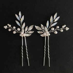 Nuevas horquillas hechas a mano para fiestas, bodas, accesorios para el cabello con perlas inidiscentes de ópalo de hoja de aleación para <span class=keywords><strong>tocado</strong></span> de <span class=keywords><strong>novia</strong></span> - Product Image 6